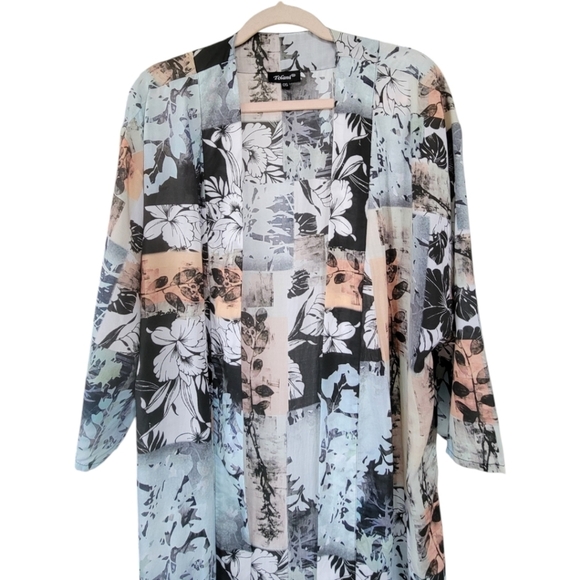 Tolani Kimono Duster‎ Cardigan OS Grace Floral Tropical Multicolor Lightweight - Picture 7 of 11